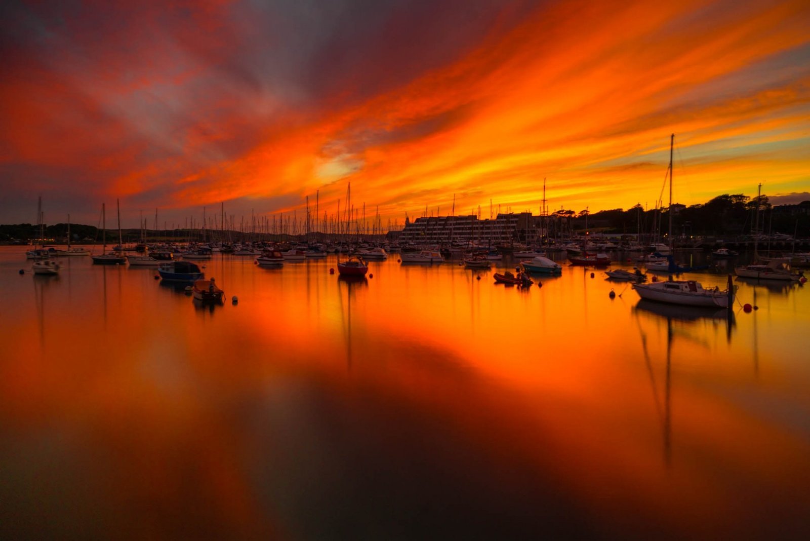Red Sky at Dusk, Mayflower Marina, Royal William Yard, Plymouth. Plymouth, England. Photograph by Ivo Dukić.