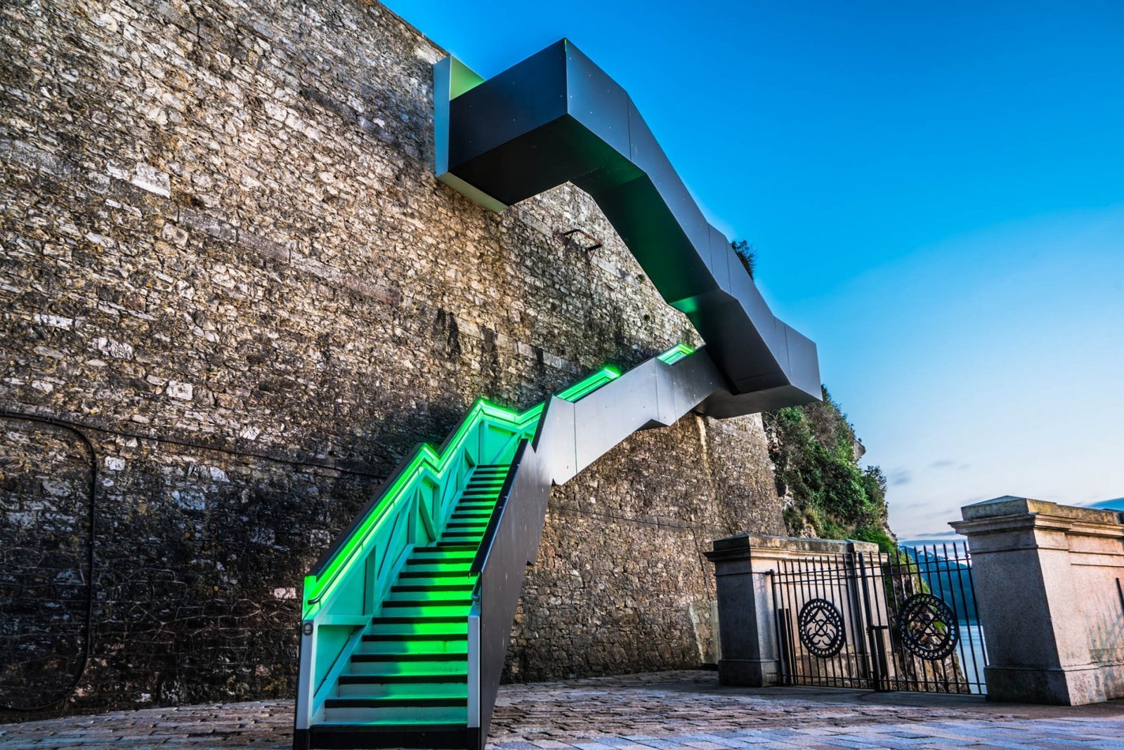 Green Stairway, The Devil’s Point Staircase, Stairway to Devon, Royal William Yard, Plymouth. Plymouth, England. Photograph by Ivo Dukić.
